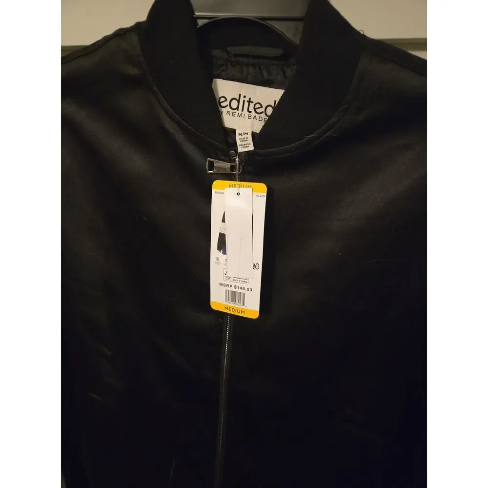 EDITED x Remi Bader Black Satin Bomber Jacket New with Tags Multiple All Sizes - Picture 2 of 2